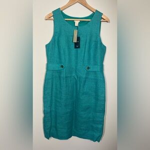 NEW JCrew Women Dress Cotton White Teal Size 12
